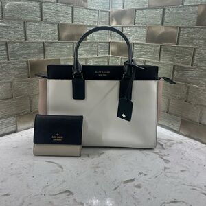 Kate Spade Black, White, and Warm Beige Satchel Set